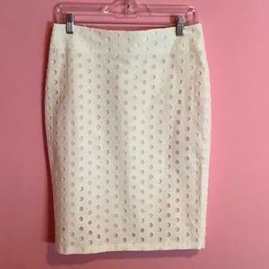 Ann Taylor White Eyelet Pencil Skirt Size 6 NWT